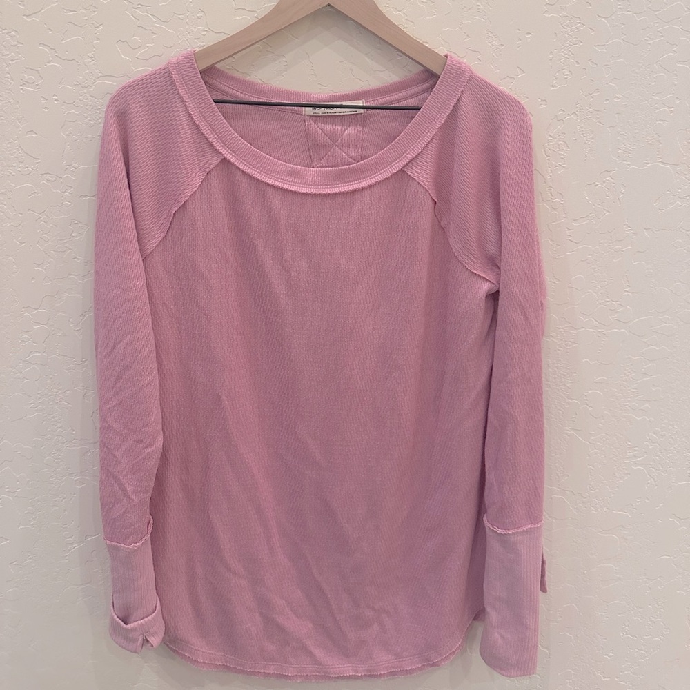 Free People We The Free Pink Snowy Thermal longline tunic EUC small